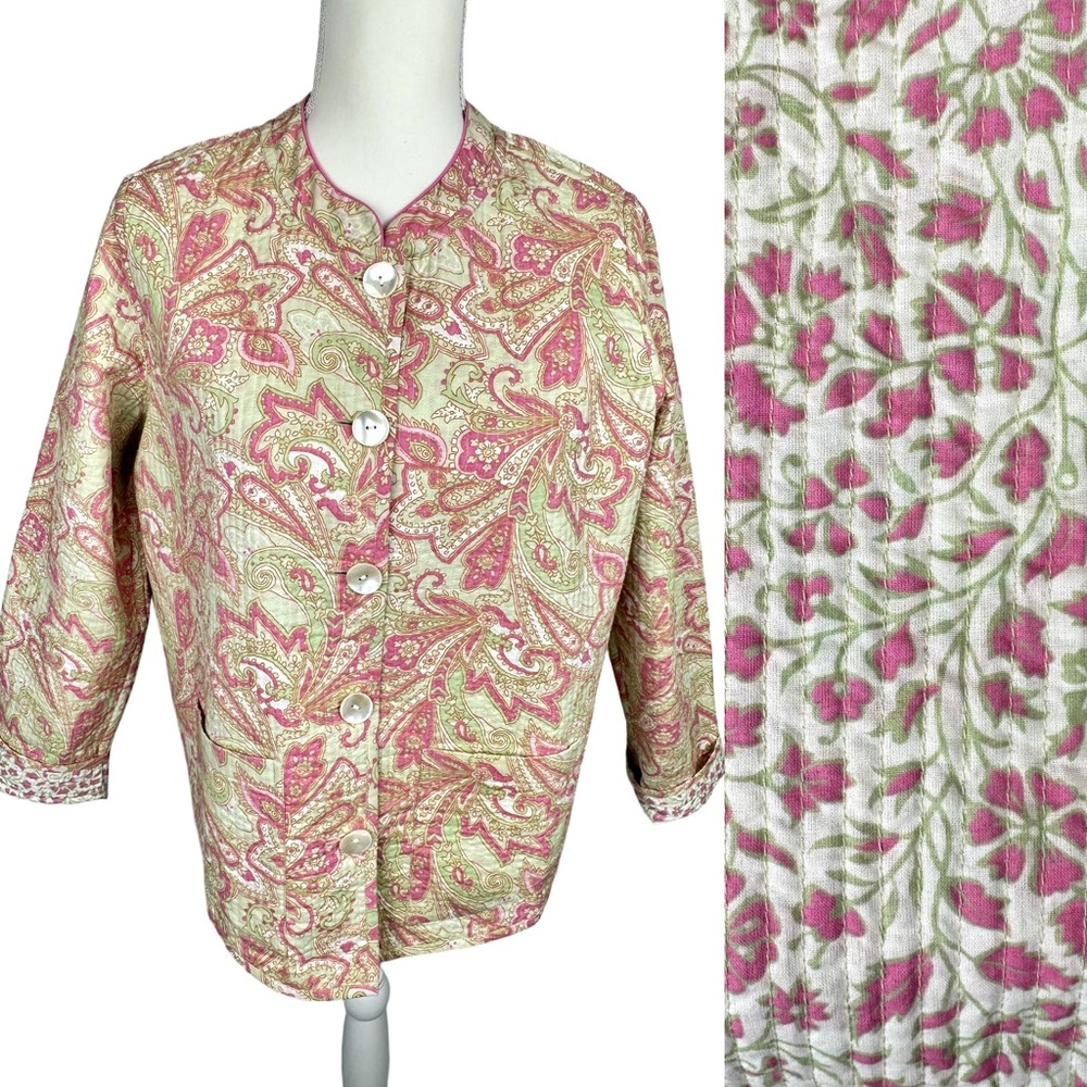 Nomadic Traders Quilted Jacket Reversible Pink Gr… - image 1